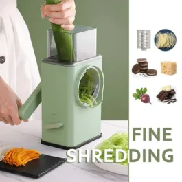 2132 Vegetable Shredder Round Mandolin Slicer, Grater, Shredder Salad Maker – Large Feed Port – Suction Base – Cutter for Vegetable, Fruit, Cookie.