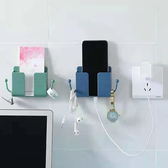 6201 1 Pc Wallmount Mobile Stand With Hook Design used in all kinds of places including household and many more as a hanging support for cloths and stuffs purposes. - Image 2