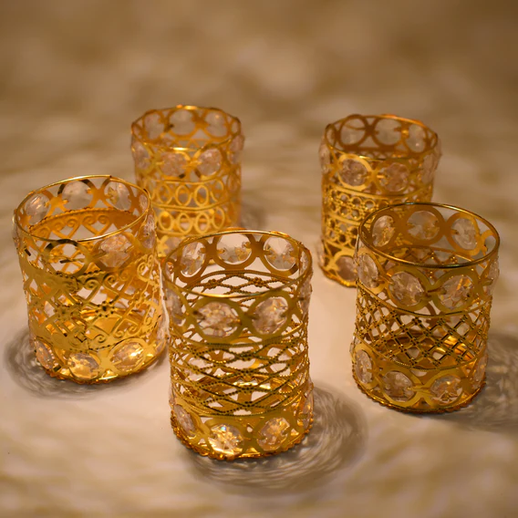 7233 Large Dimond Layer Golden Jhoomer For Home Decoration - Image 2