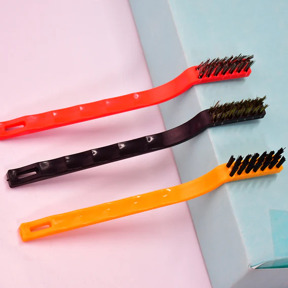 2166 3pc  Mini Wire Brush Set Brass Nylon Stainless Steel Bristles Household Cleaning Brush for Gas Stove, Smoke Machine Tool Burner Tiles Tap Rust Removal Welding Slag Dirt & Paint Scrubbing. - Image 2