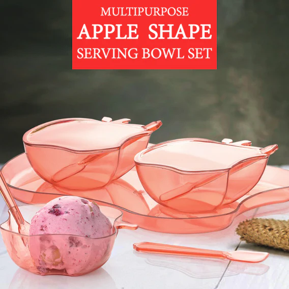 2752A Apple Shape 2Piece Serving Set of Bowl with Spoon & Tray. Dinnerware Serving Snacks & Pickle - Image 8