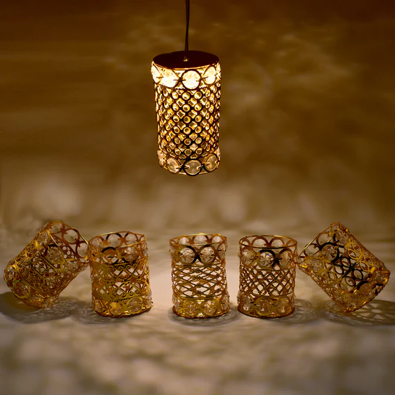 7233 Large Dimond Layer Golden Jhoomer For Home Decoration - Image 3