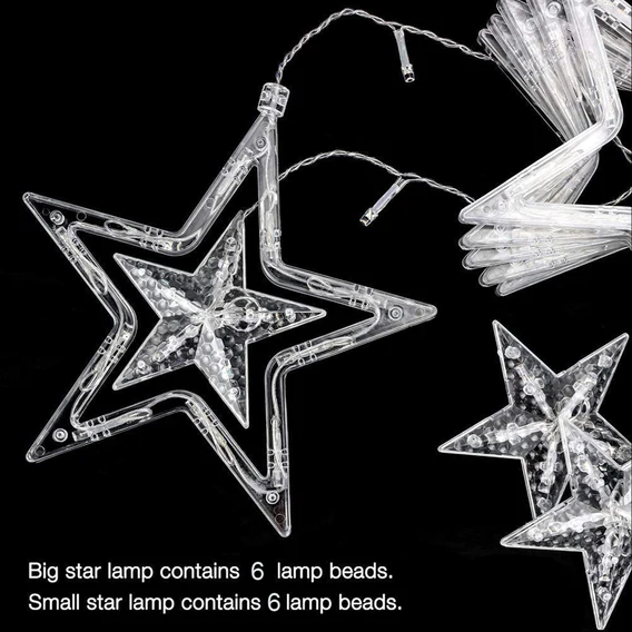 1253 12 Stars Curtain String Lights, Window Curtain Lights with 8 Flashing Modes Decoration for Festivals - Image 3