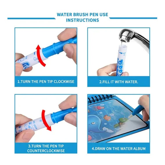 8091 Magic Water Quick Dry Book Water Coloring Book Doodle with Magic Pen Painting Board - Image 6