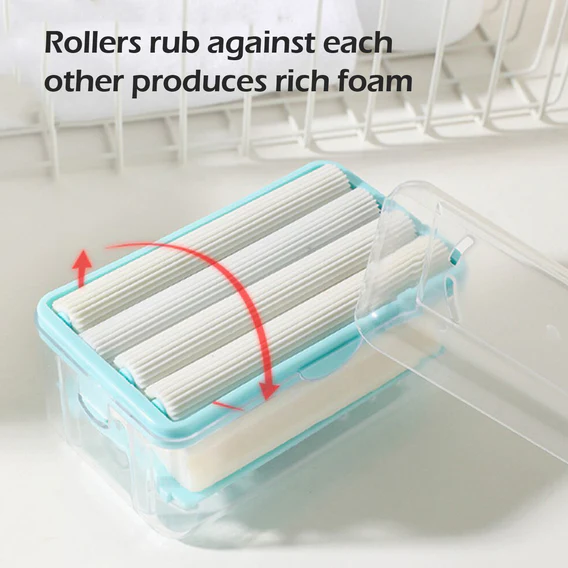 6296 2-in-1 Portable Soap Dish & Soap Dispenser with Roller and Drain Holes, Multifunctional Soap Holder Foaming Soap Bar Box for Home, Kitchen, Bathroom - Image 10