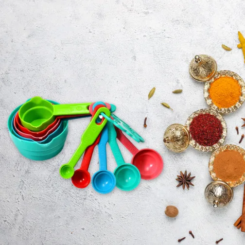 2906 10Pcs Plastic Measuring Spoons and Cups Set for Home Kitchen Cooking. - Image 5