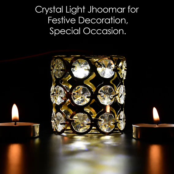 7256 3 Line Dimond Festival Decorative Antique Jhoomer / chandeliers for Diwali , Christmas Decoration & Table Top Hanging Holder - Golden - Image 3