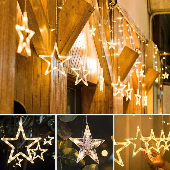 1253 12 Stars Curtain String Lights, Window Curtain Lights with 8 Flashing Modes Decoration for Festivals - Image 4