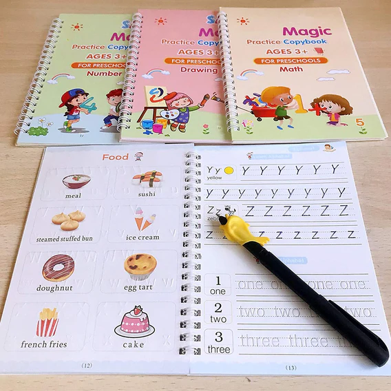 167 Sank Magic Practice Copybook Child kids Learning book (4 BOOK + 10 REFILL) Number Tracing Book for Preschoolers with Pen, Magic calligraphy books for kids Writing Tool Simple Hand Lettering - Image 5