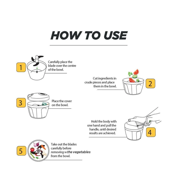 0065 Manual Stainless Steel Compact Extra Sharp Hand Held Vegetable Chopper/Slicer with 5 Blades (750 ml) - Image 5