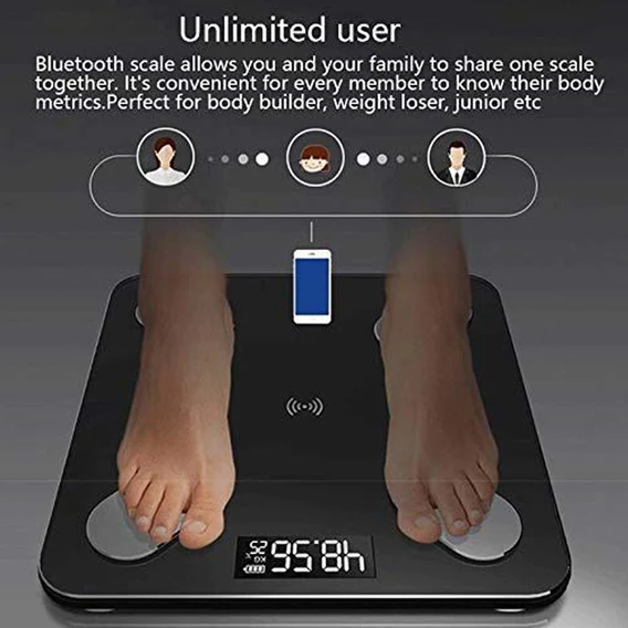 6327 Bluetooth Body Fat Scale Digital Smart Body Weight Scale iOS and Android App to Manage Body Weight, Body Fat, Water, Muscle Mass, BMI, BMR, Bone Mass and Visceral Fat with BMI Scale - Image 4