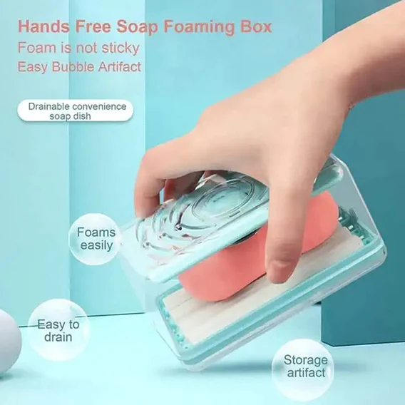 6296 2-in-1 Portable Soap Dish & Soap Dispenser with Roller and Drain Holes, Multifunctional Soap Holder Foaming Soap Bar Box for Home, Kitchen, Bathroom - Image 9