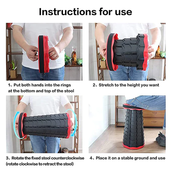 2169 Foldable Retractable Height Adjusting Stool Space Saving Telescopic Stool for Fishing Hiking Stool for Adults and Kids. - Image 7