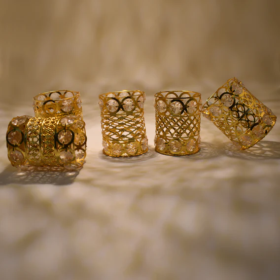 7233 Large Dimond Layer Golden Jhoomer For Home Decoration - Image 5