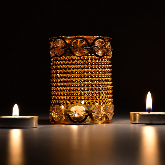 7268 2 Line Dimond Jhoomer For Home Decor Golden Color - Image 4