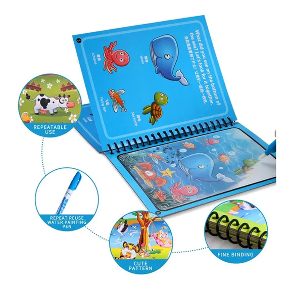 8091 Magic Water Quick Dry Book Water Coloring Book Doodle with Magic Pen Painting Board - Image 4