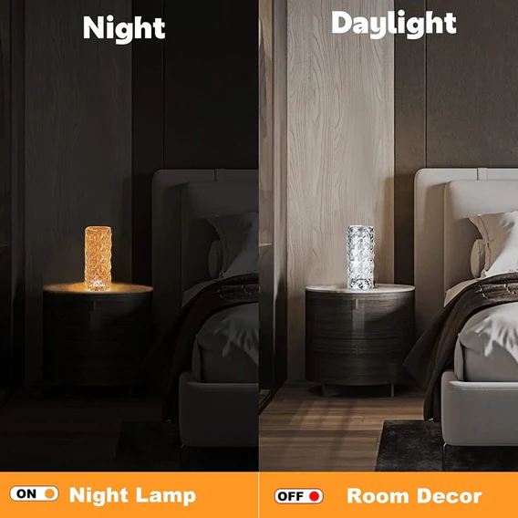 6604 Crystal Touch Night Light (16 Colors) - Rose Diamond Table Lamp with Remote Control, USB Table Lamp, Romantic Date Lighting Decor for Festival, Bedroom, Dining Room - Image 6