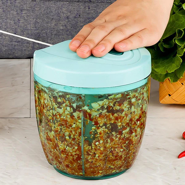 0065 Manual Stainless Steel Compact Extra Sharp Hand Held Vegetable Chopper/Slicer with 5 Blades (750 ml) - Image 4