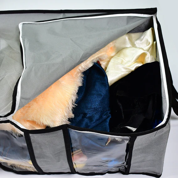 6262 Storage bag with Zipper and Space Saver Comforter bag, Pillow, Quilt, Bedding, Clothes, Blanket Storage Organizer Bag with Large Clear Window and Carry Handles for Closet. - Image 6