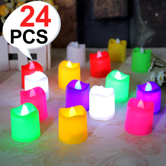 6425 24Pcs Festival Decorative - LED Tealight Candles | Battery Operated Candle Ideal for Party, Wedding, Birthday, Gifts (Multi Color) - Image 7