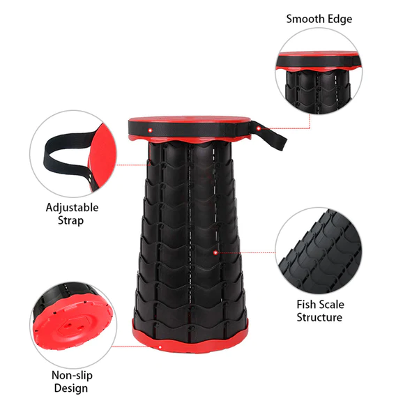 2169 Foldable Retractable Height Adjusting Stool Space Saving Telescopic Stool for Fishing Hiking Stool for Adults and Kids. - Image 6