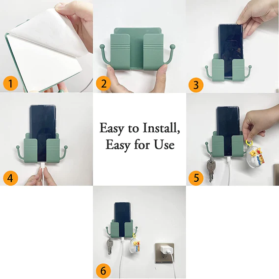 6201 1 Pc Wallmount Mobile Stand With Hook Design used in all kinds of places including household and many more as a hanging support for cloths and stuffs purposes. - Image 9