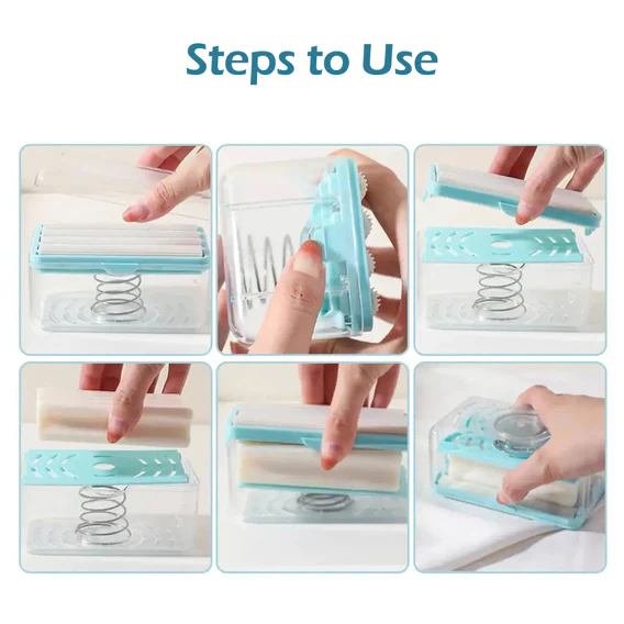 6296 2-in-1 Portable Soap Dish & Soap Dispenser with Roller and Drain Holes, Multifunctional Soap Holder Foaming Soap Bar Box for Home, Kitchen, Bathroom - Image 6