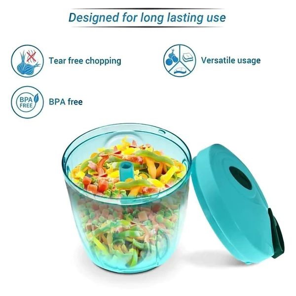 0065 Manual Stainless Steel Compact Extra Sharp Hand Held Vegetable Chopper/Slicer with 5 Blades (750 ml) - Image 3