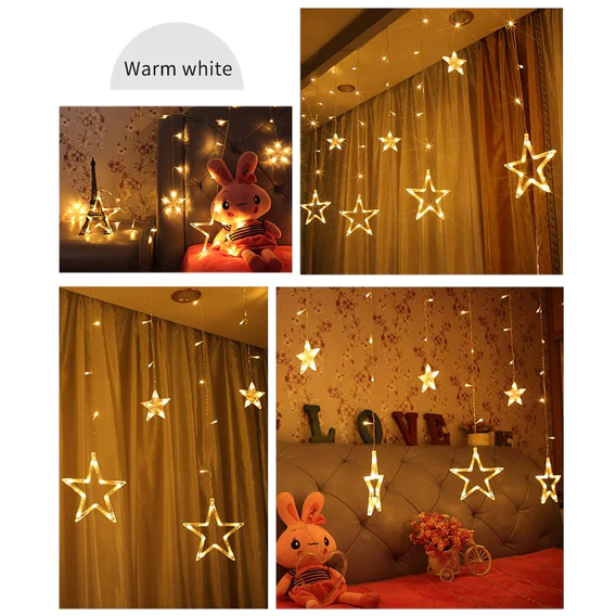 1253 12 Stars Curtain String Lights, Window Curtain Lights with 8 Flashing Modes Decoration for Festivals - Image 7