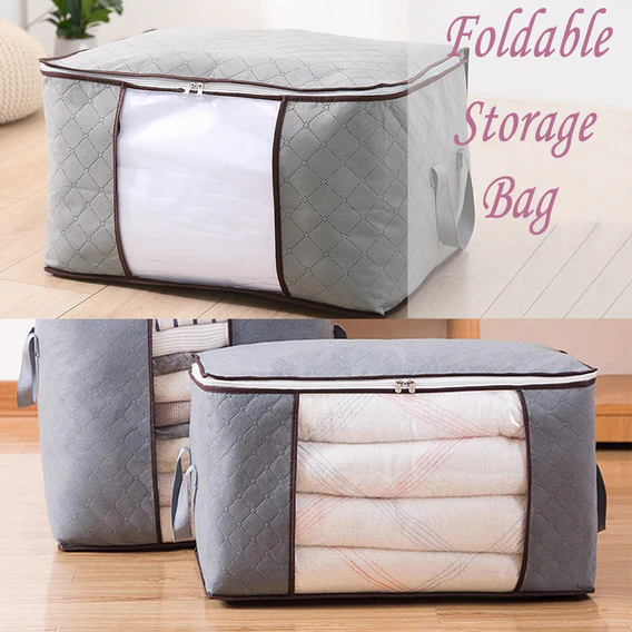 6262 Storage bag with Zipper and Space Saver Comforter bag, Pillow, Quilt, Bedding, Clothes, Blanket Storage Organizer Bag with Large Clear Window and Carry Handles for Closet. - Image 7