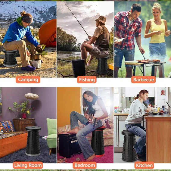 2169 Foldable Retractable Height Adjusting Stool Space Saving Telescopic Stool for Fishing Hiking Stool for Adults and Kids. - Image 4