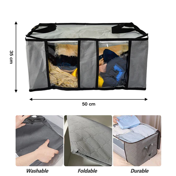 6262 Storage bag with Zipper and Space Saver Comforter bag, Pillow, Quilt, Bedding, Clothes, Blanket Storage Organizer Bag with Large Clear Window and Carry Handles for Closet. - Image 9