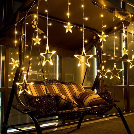 1253 12 Stars Curtain String Lights, Window Curtain Lights with 8 Flashing Modes Decoration for Festivals - Image 8