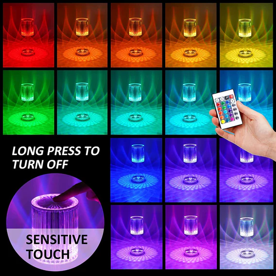 6605 Crystal Table Lamp , Touch Control Atmosphere Nightstand Lamp With USB Charging Line - Image 9