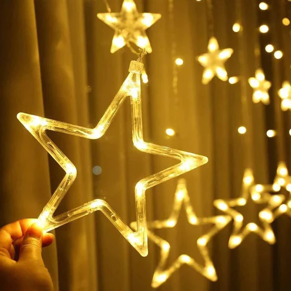 1253 12 Stars Curtain String Lights, Window Curtain Lights with 8 Flashing Modes Decoration for Festivals - Image 9