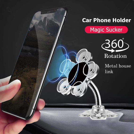 0637A Phone Holder, 360Â°Rotatable Phone Stand Multi-Function Double-Sided Suction Cup Mobile Phone Holder - Image 2
