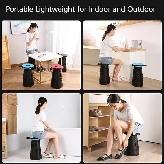 2169 Foldable Retractable Height Adjusting Stool Space Saving Telescopic Stool for Fishing Hiking Stool for Adults and Kids. - Image 2