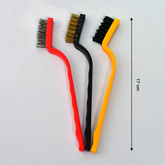 2166 3pc  Mini Wire Brush Set Brass Nylon Stainless Steel Bristles Household Cleaning Brush for Gas Stove, Smoke Machine Tool Burner Tiles Tap Rust Removal Welding Slag Dirt & Paint Scrubbing. - Image 10