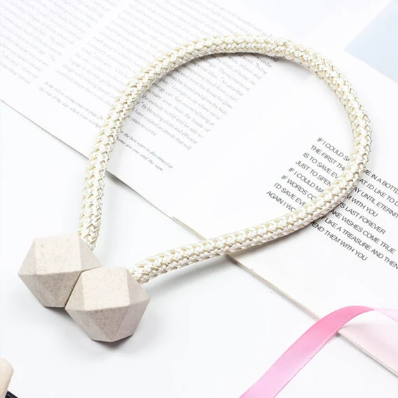 1441 Hexagonal Magnetic Braided Rope Drapery Window Curtains Loop Binding Ties Buckle (Pack of 2) - Image 3