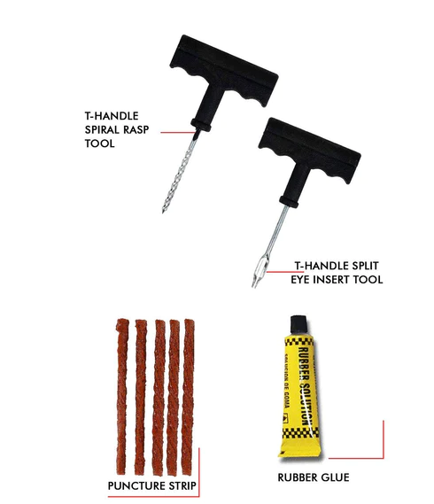 1513 Puncture Repair Kit Tubeless Tyre Full Set with Nose Pliers, Rubber Cement and Extra Strips for Cars, Bikes - Image 2