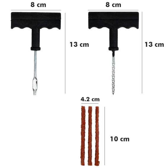 1513 Puncture Repair Kit Tubeless Tyre Full Set with Nose Pliers, Rubber Cement and Extra Strips for Cars, Bikes - Image 3