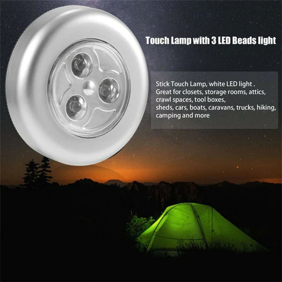 1721 3 Led Cordless Stick Tap Wardrobe Touch Light Lamp - Image 5