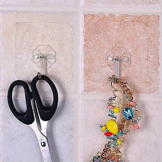 9055 100PC MULTIPURPOSE STRONG SMALL STAINLESS STEEL ADHESIVE WALL HOOKS - Image 2