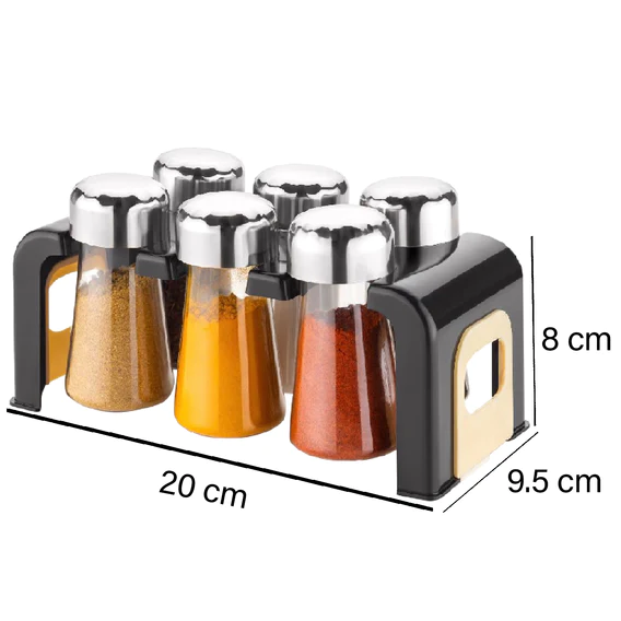 2458 Spice Jar Kitchen Storage Round Jars Airtight Steel Cap (Set Of 6) - Image 2