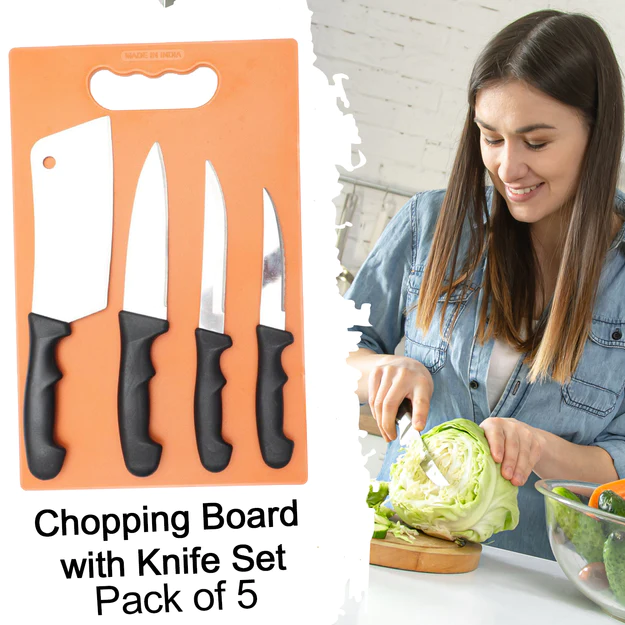 2572 Chopping Board with Knife Set (Pack of 5) - Image 3
