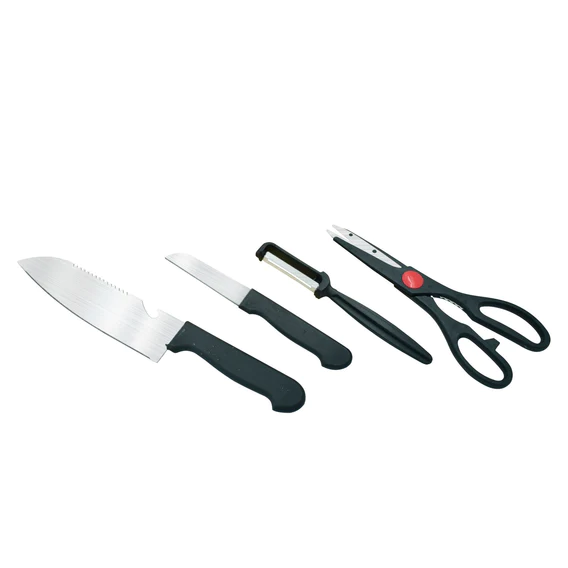 2576 Stainless Kitchen Tool Set (Butcher Knife, Standard Knife, Peeler and Kitchen Scissor) - 4 Pcs - Image 2