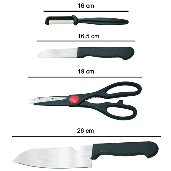 2576 Stainless Kitchen Tool Set (Butcher Knife, Standard Knife, Peeler and Kitchen Scissor) - 4 Pcs - Image 4