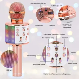 6438 Wireless Bluetooth Recording Condenser Handheld Microphone Bluetooth Speaker Audio Recording Karaoke with Mic (Multicolor 1 Pc)