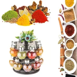 0069 Multipurpose Revolving Plastic Spice Rack Set (16pcs)