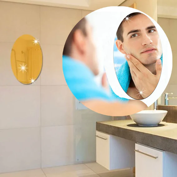 9053 10PC BIG OVAL ADHESIVE-BATHROOM-MIRROR-WALL - Image 5